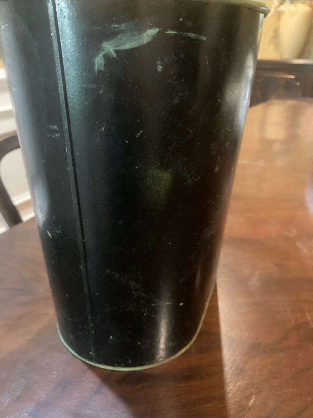 Mid Century floral Oval Metal Trash Can